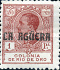 King Alfonso XIII of Spain - Not Issued Rio de Oro Postage Stamps Overprinted "LA AGUERA" — 1Pta, carmine