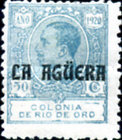 King Alfonso XIII of Spain - Not Issued Rio de Oro Postage Stamps Overprinted "LA AGUERA" — 50C, light blue