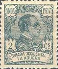 King Alfonso XIII of Spain - Inscription "SAHARA OCCIDENTAL - LA AGUERA", Control Numbers on Back Side — 2C, dark green