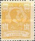 King Alfonso XIII of Spain - Inscription "SAHARA OCCIDENTAL - LA AGUERA", Control Numbers on Back Side — 20C, yellow