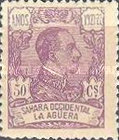 King Alfonso XIII of Spain - Inscription "SAHARA OCCIDENTAL - LA AGUERA", Control Numbers on Back Side — 50C, violet