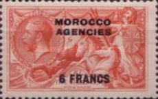 Great Britain Postage Stamp Overprinted & Surcharged — 6/5Fr/Sh, multicoloured