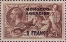Great Britain Postage Stamps Overprinted & Surcharged — 3/2/6 Fr/Sh/P, purple brown