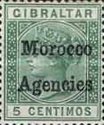Gibraltar Postage Stamps Overprinted "Morocco Agencies" in Black Colour - Wide "M" — 5C, green