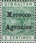 Gibraltar Postage Stamps Overprinted "Morocco Agencies" in Black Colour - "M" with long Serif — 5C, green