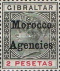 Gibraltar Postage Stamps Overprinted "Morocco Agencies" in Black Colour - "M" with long Serif — 2Pta, black