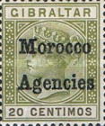 Gibraltar Postage Stamps Overprinted "Morocco Agencies" in Black Colour - Wide "M" — 20C, greenish olive