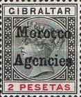 Gibraltar Postage Stamps Overprinted "Morocco Agencies" in Black Colour - Wide "M" — 50C, violet, Blackish Blue Overprint