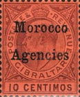 Gibraltar Postage Stamps Overprinted "Morocco Agencies" — 10C, dark purple, Red paper