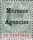 Gibraltar Postage Stamps Overprinted "Morocco Agencies" — 20C, green/carmine