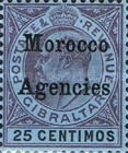 Gibraltar Postage Stamps Overprinted "Morocco Agencies" — 25C, purple/black, Blue paper