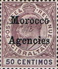 Gibraltar Postage Stamps Overprinted "Morocco Agencies" — 50C, lilac/violet