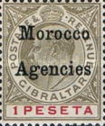 Gibraltar Postage Stamps Overprinted "Morocco Agencies" — 1Pta, black/carmine