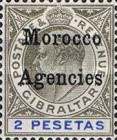 Gibraltar Postage Stamps Overprinted "Morocco Agencies" — 2Pta, black/ultramarine