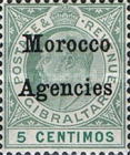 Gibraltar Postage Stamps Overprinted "Morocco Agencies" - Ordinary or Coated Paper — 5C, green/bluish green
