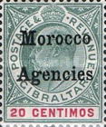 Gibraltar Postage Stamps Overprinted "Morocco Agencies" - Ordinary or Coated Paper — 20C, green/carmine