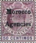 Gibraltar Postage Stamps Overprinted "Morocco Agencies" - Ordinary or Coated Paper — 50C, lilac/violet