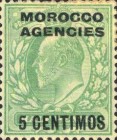 Great Britain Postage Stamps Overprinted "MOROCCO AGENCIES" & Surcharged — 5/½C/P, yellowish green