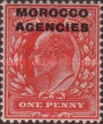 Great Britain Postage Stamps Overprinted "MOROCCO AGENCIES" — 1P, red