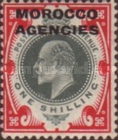 Great Britain Postage Stamps Overprinted "MOROCCO AGENCIES" — 1Sh, red/green
