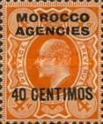 Great Britain Postage Stamp Overprinted "MOROCCO AGENCIES" & Surcharged — 40/4C/P, orange