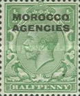 Great Britain Postage Stamps Overprinted "MOROCCO AGENCIES" — ½P, yellowish green