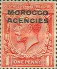 Great Britain Postage Stamps Overprinted "MOROCCO AGENCIES" — 1P, red