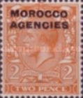 Great Britain Postage Stamps Overprinted "MOROCCO AGENCIES" - 14½ mm in Length — 2P, orange