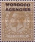 Great Britain Postage Stamps Overprinted "MOROCCO AGENCIES" - 14½ mm in Length — 1Sh, brown