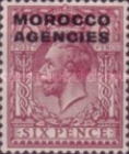 Great Britain Postage Stamps Overprinted "MOROCCO AGENCIES" - 15½ mm in Length — 6P, violet