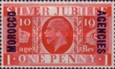Great Britain Postage Stamps Overprinted "MOROCCO AGENCIES" Vertically — 1P, carmine red