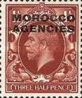 Great Britain Postage Stamps Overprinted "MOROCCO AGENCIES" Horizontally — 1½P, reddish brown