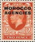 Great Britain Postage Stamps Overprinted "MOROCCO AGENCIES" Horizontally — 2P, orange