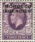 Great Britain Postage Stamps Overprinted "MOROCCO AGENCIES" Horizontally — 3P, violet