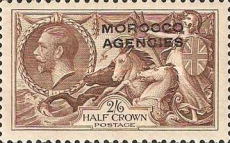 Great Britain Postage Stamps Overprinted "MOROCCO AGENCIES" Horizontally — 2´6Sh´P, purple brown
