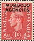 Great Britain Postage Stamps Overprinted "MOROCCO AGENCIES" Horizontally — 1P, red