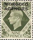 Great Britain Postage Stamps Overprinted "MOROCCO AGENCIES" Horizontally — 9P, greenish olive