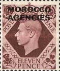 Great Britain Postage Stamps Overprinted "MOROCCO AGENCIES" Horizontally — 11P, dark violet