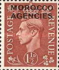 Great Britain Postage Stamps Overprinted "MOROCCO AGENCIES" Horizontally — 1½P, reddish brown