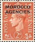 Great Britain Postage Stamps Overprinted "MOROCCO AGENCIES" Horizontally — 2P, orange