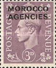 Great Britain Postage Stamps Overprinted "MOROCCO AGENCIES" Horizontally — 3P, purple violet