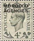 Great Britain Postage Stamps Overprinted "MOROCCO AGENCIES" Horizontally — 4P, greyish green