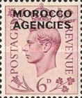 Great Britain Postage Stamps Overprinted "MOROCCO AGENCIES" Horizontally — 6P, violet