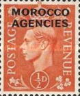 Great Britain Postage Stamp Overprinted "MOROCCO AGENCIES" — ½P, orange red