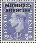 Great Britain Postage Stamp Overprinted "MOROCCO AGENCIES" — 1P, violet blue