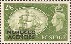 Great Britain Postage Stamps Overprinted "MOROCCO AGENCIES" Horizontally — 2´6Sh´P, olive green