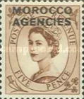 Great Britain Postage Stamps Overprinted "MOROCCO AGENCIES" — 5P, sienna
