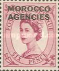Great Britain Postage Stamps Overprinted "MOROCCO AGENCIES" — 6P, reddish purple