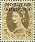 Great Britain Postage Stamps Overprinted "MOROCCO AGENCIES" — 1Sh, olive brown