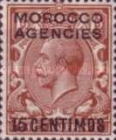 Great Britain Postage Stamps Overprinted "MOROCCO AGENCIES" Horizontally & Surcharged — 15/1½C/P, reddish brown